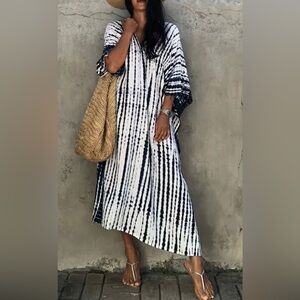 Kelly Elegant Bohemian Kaftan Loose Maxi Dress Swimsuit Coverup